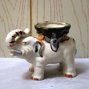 Vintage Elephant Planter Figurine - Trunk Up - Marked Japan